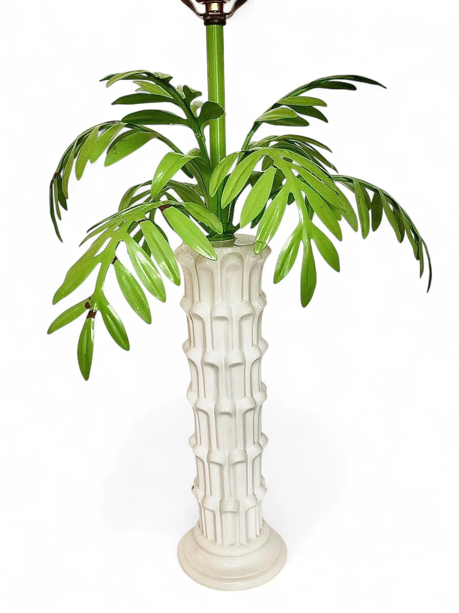 1960s Italian Tole Palm Frond Lamp With Serge Roche Style Base - 7