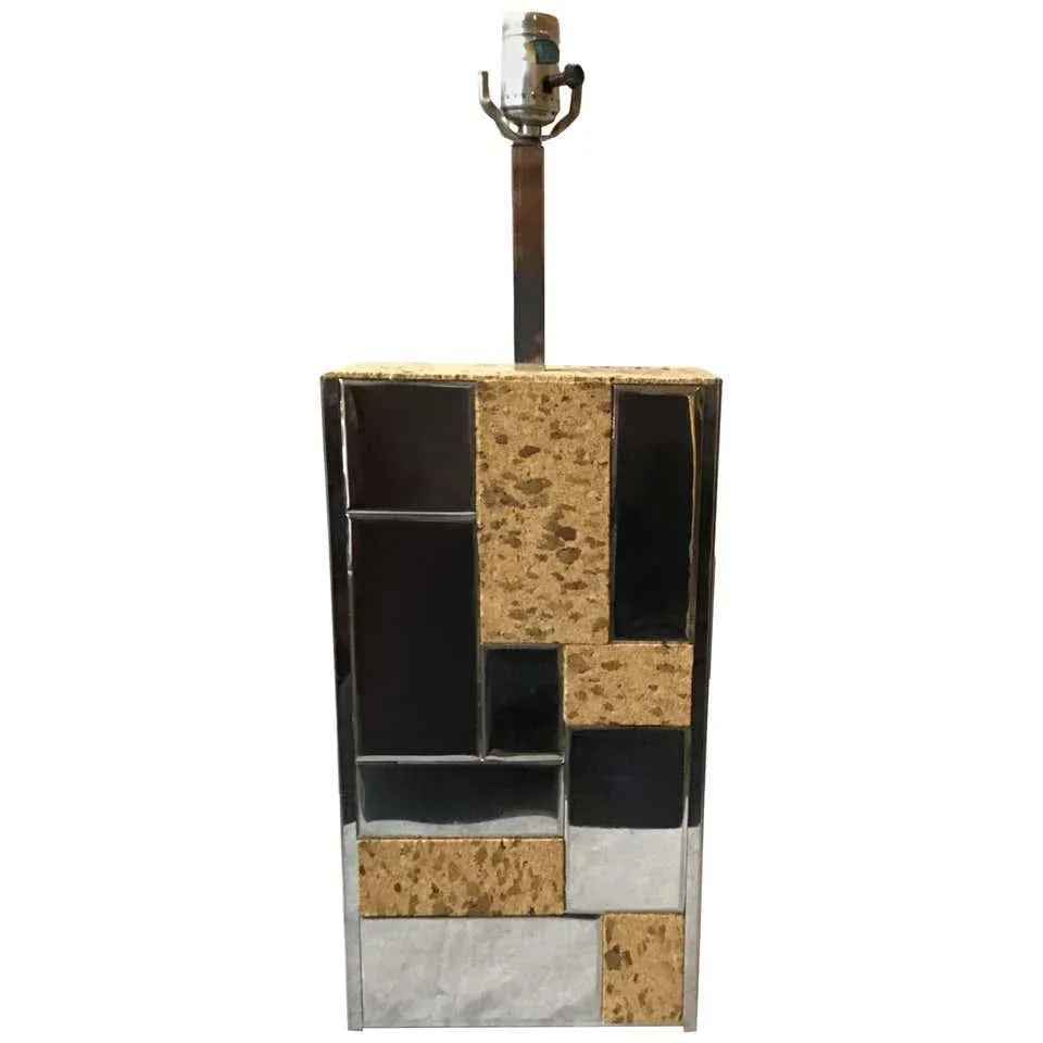 1970s Paul Evans Cityscape Style Chrome and Cork Table Lamp - 10