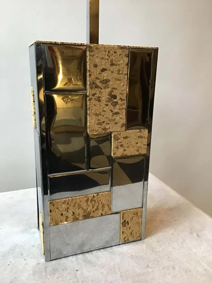 1970s Paul Evans Cityscape Style Chrome and Cork Table Lamp - 2