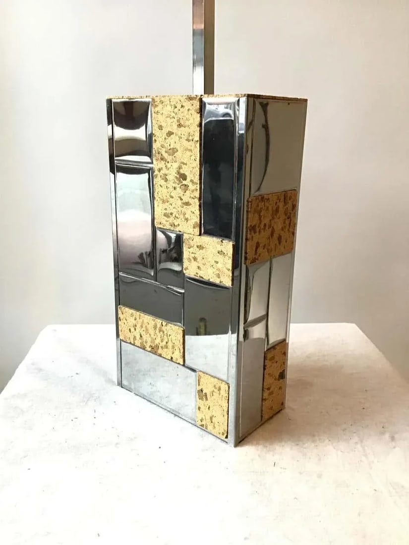 1970s Paul Evans Cityscape Style Chrome and Cork Table Lamp - 3