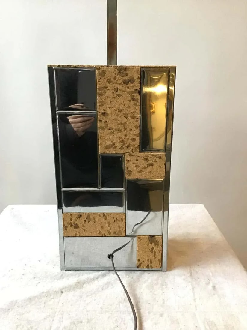 1970s Paul Evans Cityscape Style Chrome and Cork Table Lamp - 5