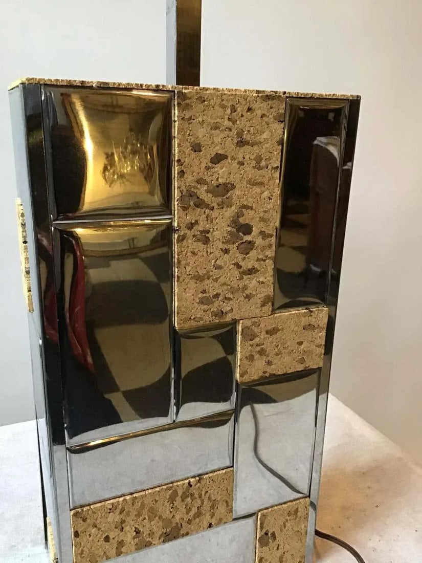 1970s Paul Evans Cityscape Style Chrome and Cork Table Lamp - 6