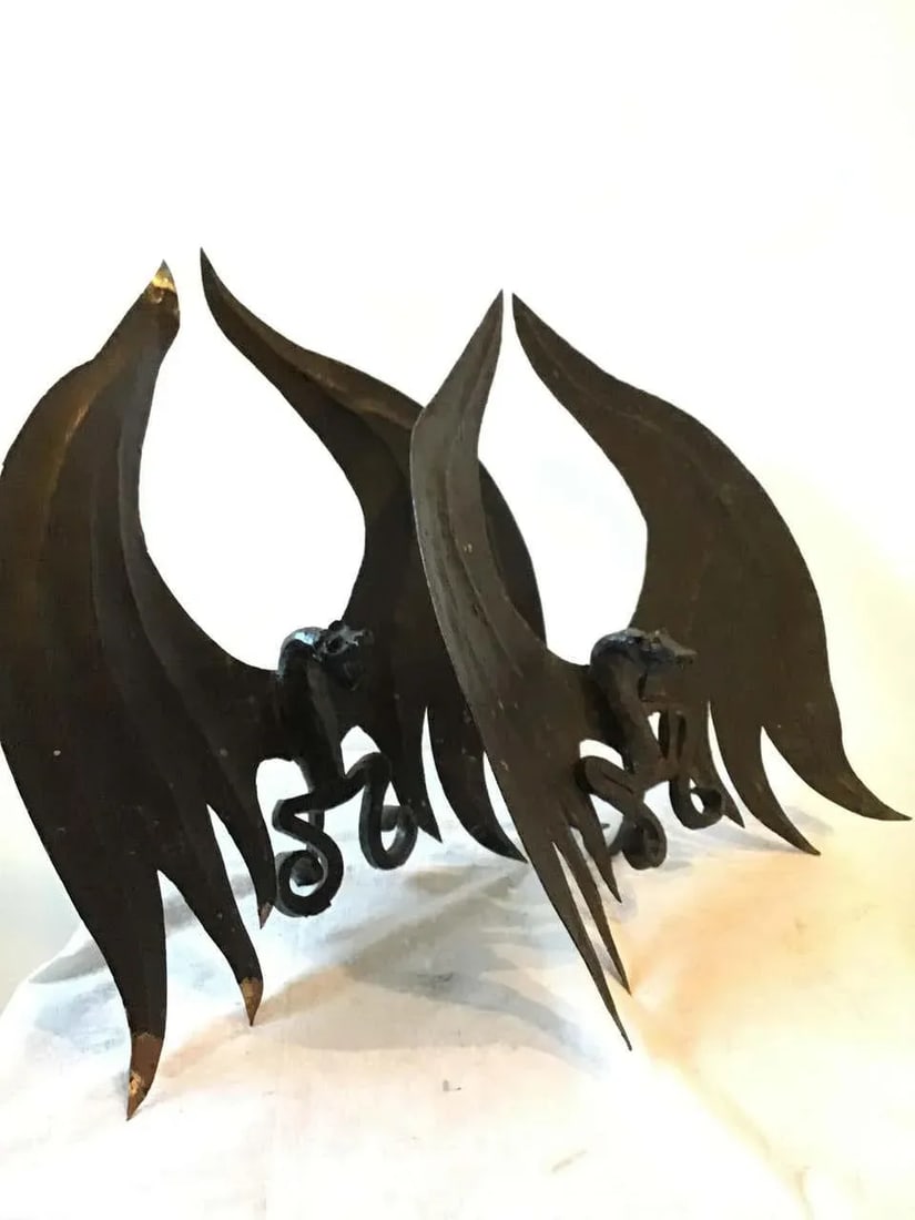 1920s Handmade Dragon Andirons - 5