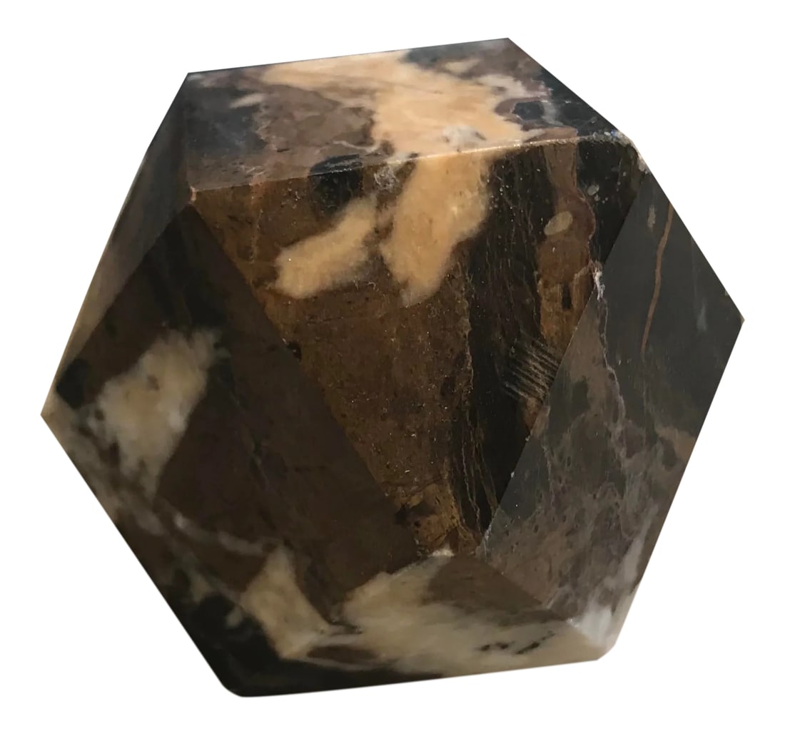 Vintage Black and Tan Geometric Granite Paperweight: Granite paperweight. Great decor for the office or group with other rocks or paperweights in a bowl. Condition: Imperfections: No Imperfections Materials & Techniques: Granite Details: Country of