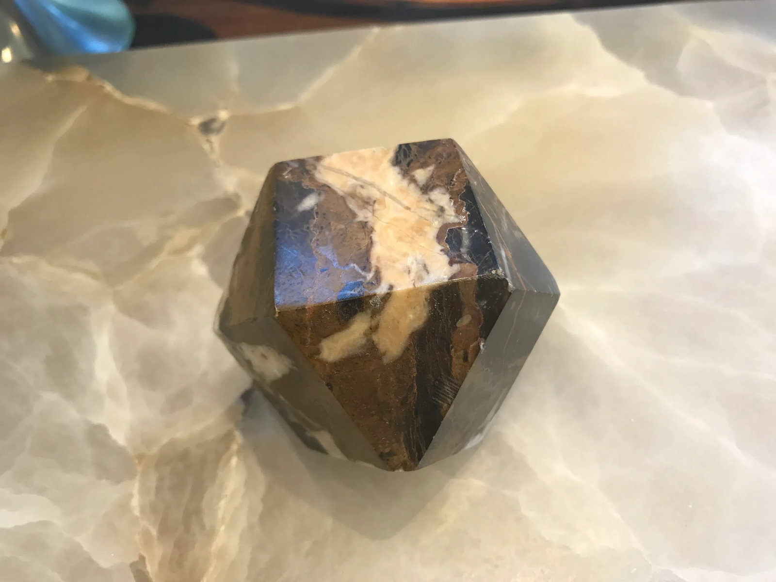 Vintage Black and Tan Geometric Granite Paperweight - 2