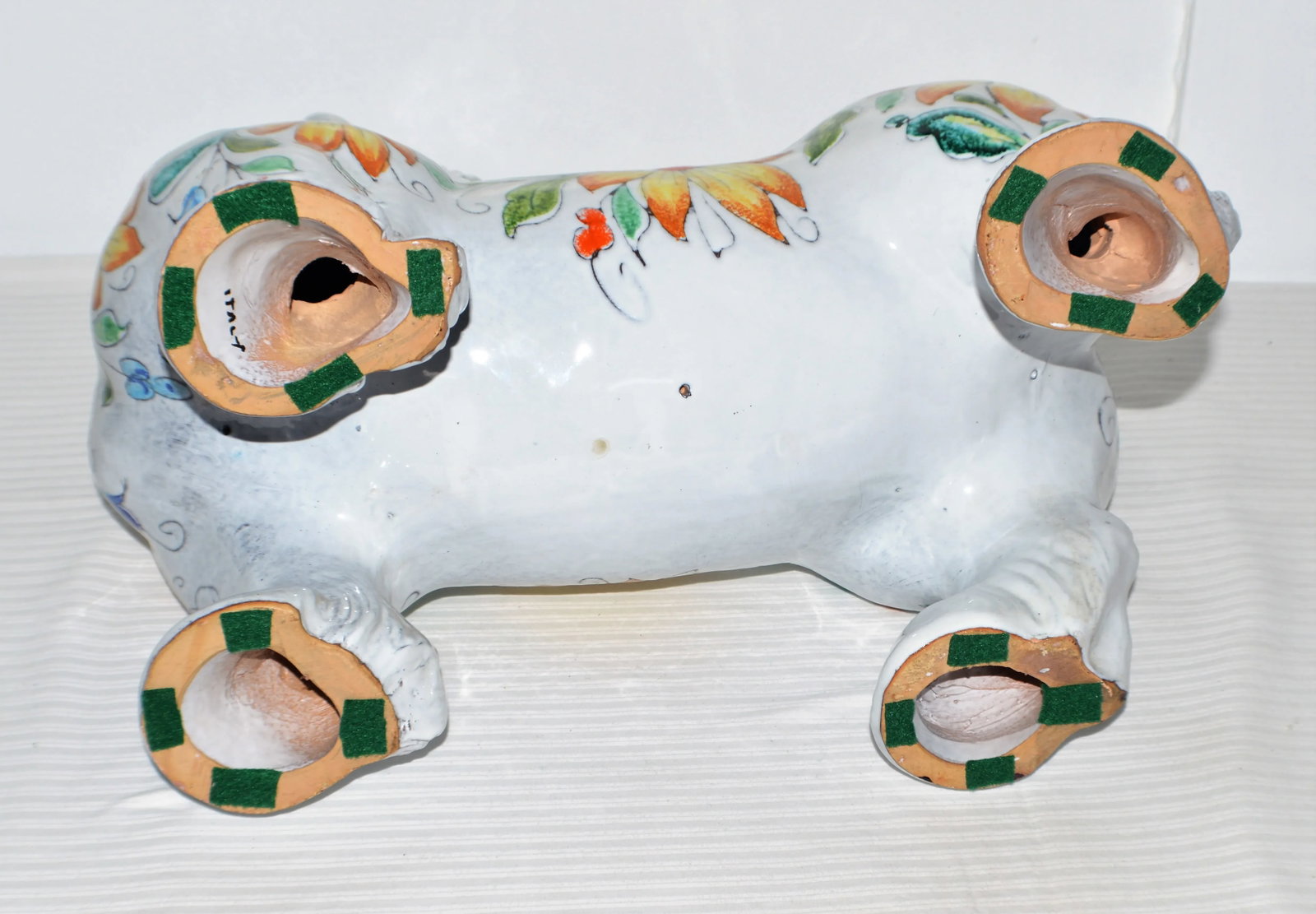 1960s Raymor Mancioli Incised Floral Italian Extra Large Pottery Horse Pugi Sculpture 18" - 8