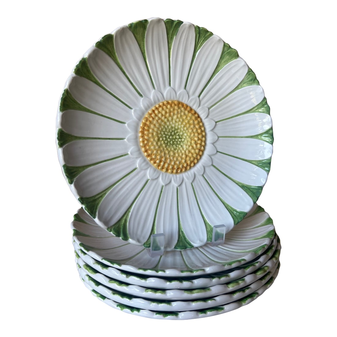 Mottahedeh Daisy Plates, Set of 6, C. 1960's: Set of six hand painted daisy plates made by Mottahedeh in the 1960's. I have 2 sets of six available Set 2 Condition: Alterations: Original Condition Unaltered Imperfections: Some Imperfections Condi