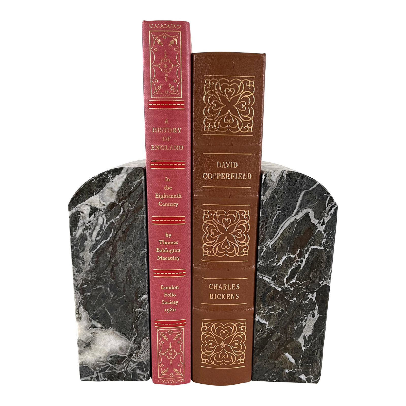 Vintage Marble Bookends: Pair of domed vintage marble bookends. This pair has a beautifully contrasting pattern with various shades of grey and white. Condition: Alterations: Original Condition Unaltered Imperfections: Some