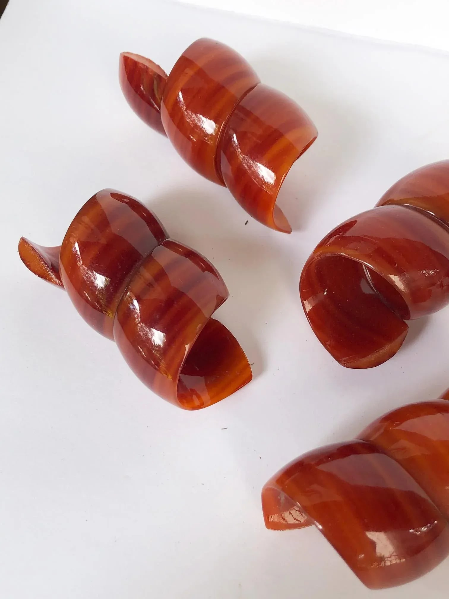 6 Midcentury Napkin Rings Butterscotch Twists - 2