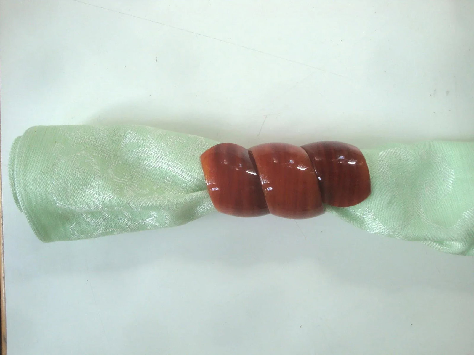 6 Midcentury Napkin Rings Butterscotch Twists - 4