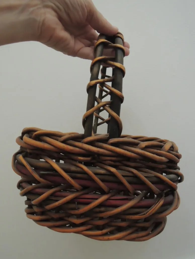 Late 20th Century Basket Thick Woven Wood Nesting Baskets With Carrying Handles - Set of 3 - 5