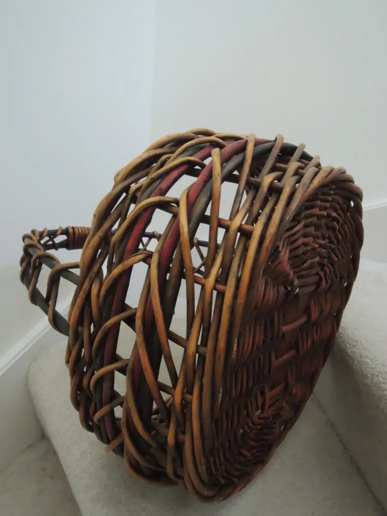 Late 20th Century Basket Thick Woven Wood Nesting Baskets With Carrying Handles - Set of 3 - 7