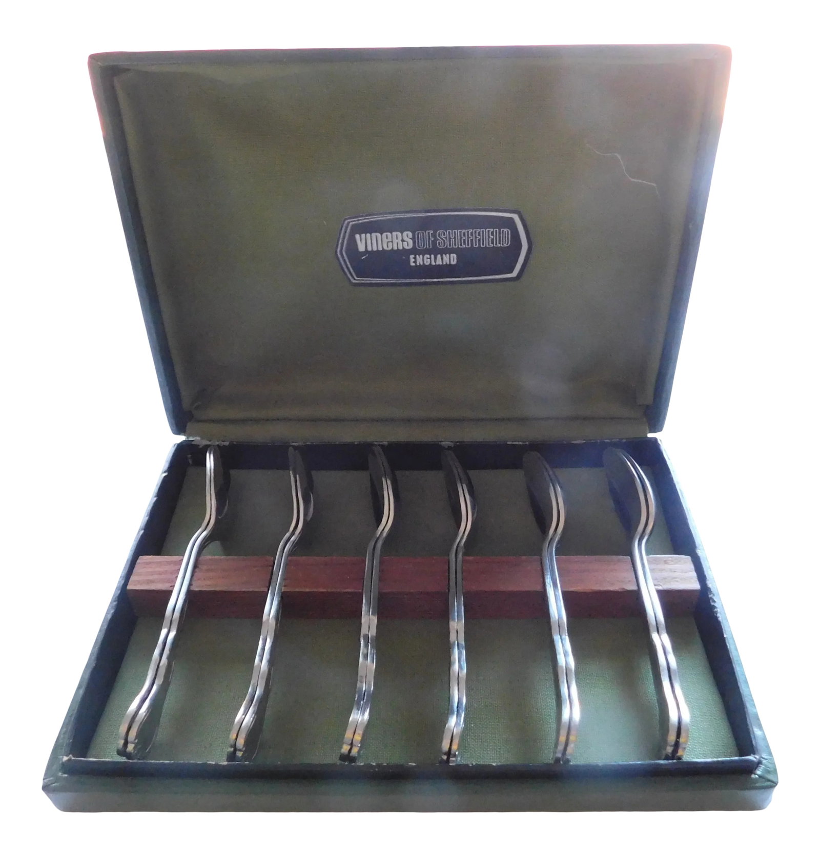 Vintage Sheffield Stainless Demi-Tasse Spoons in Box- Set of 12: The perfect finishing touch to your intimate holiday gathering is this set of twelve vintage Viners of Sheffield England Demi-Tasse stainless steel spoons. The traditional set, in excellent vintage
