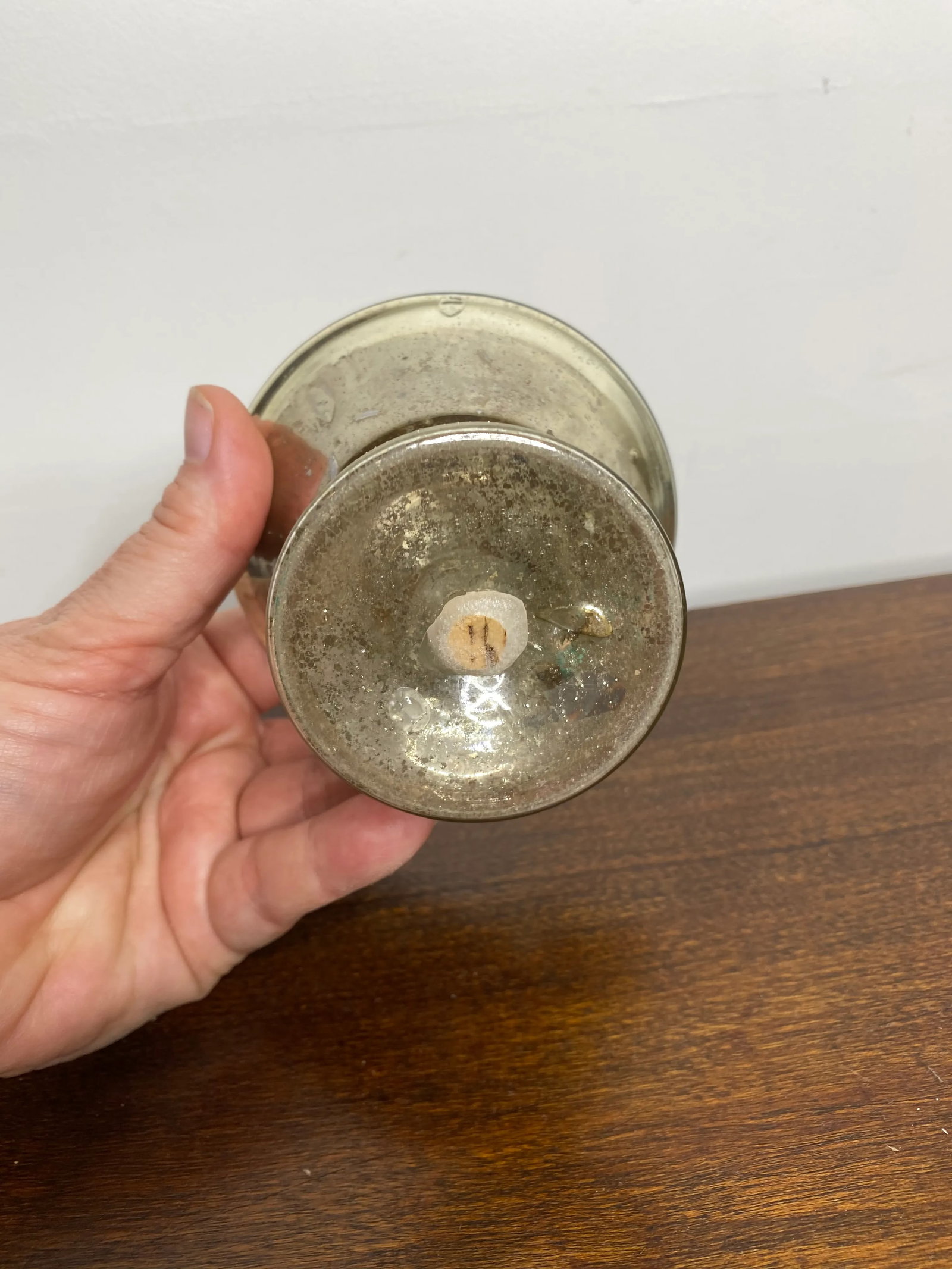 Antique Mercury Glass Compote - 3