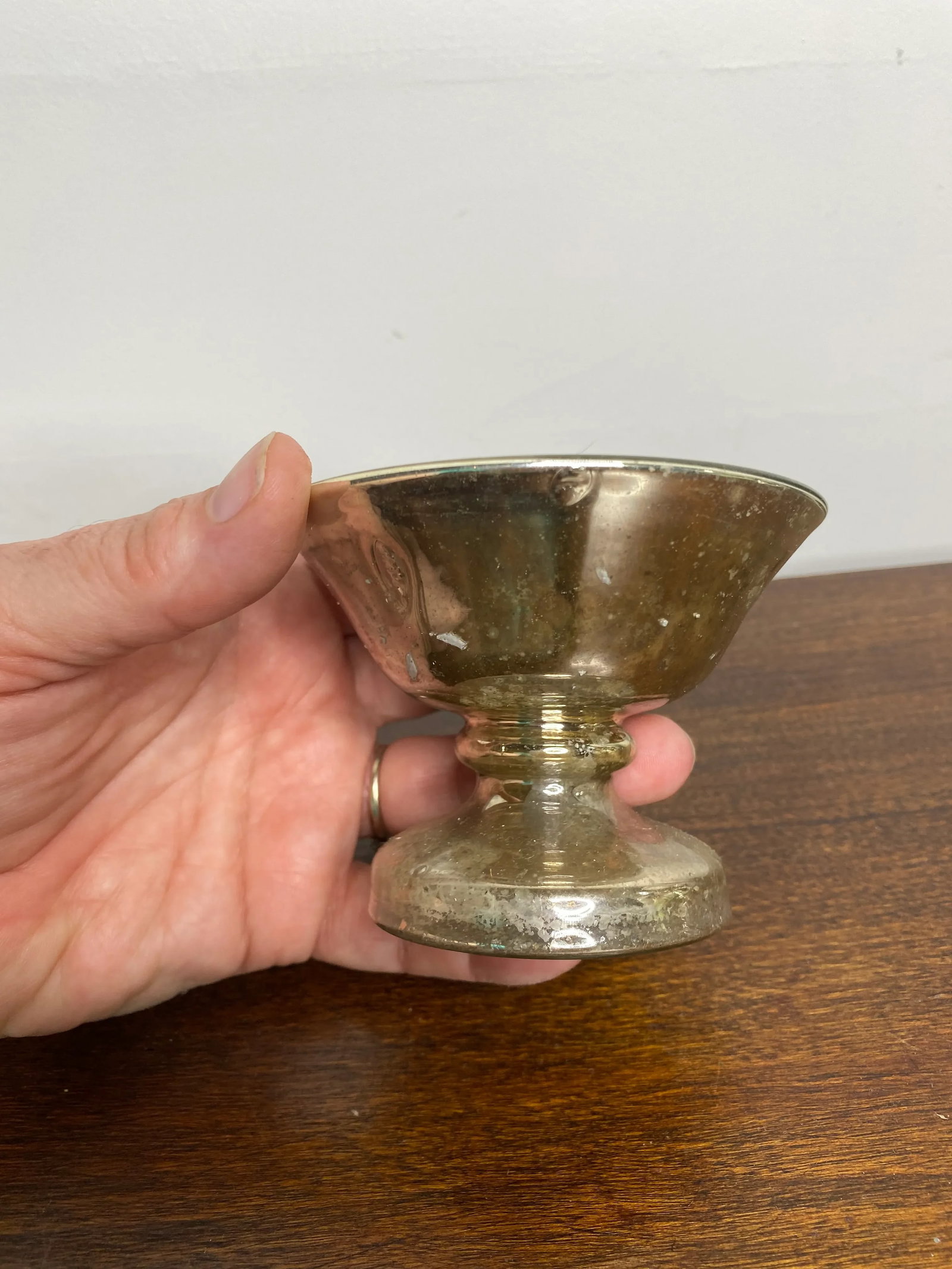 Antique Mercury Glass Compote - 4