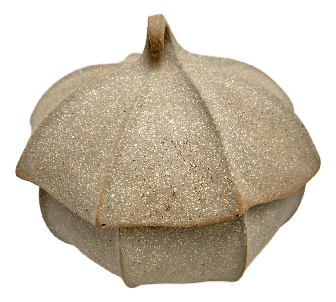 Vintage Handmade Raku Pottery Acorn Trinket Box: Wabi Sabi style handmade Raku pottery acorn trinket box. Stone like texture with pale blue glossy interior. Elegant simplicity for any decor. Condition: Alterations: Original Condition Unaltered Imper
