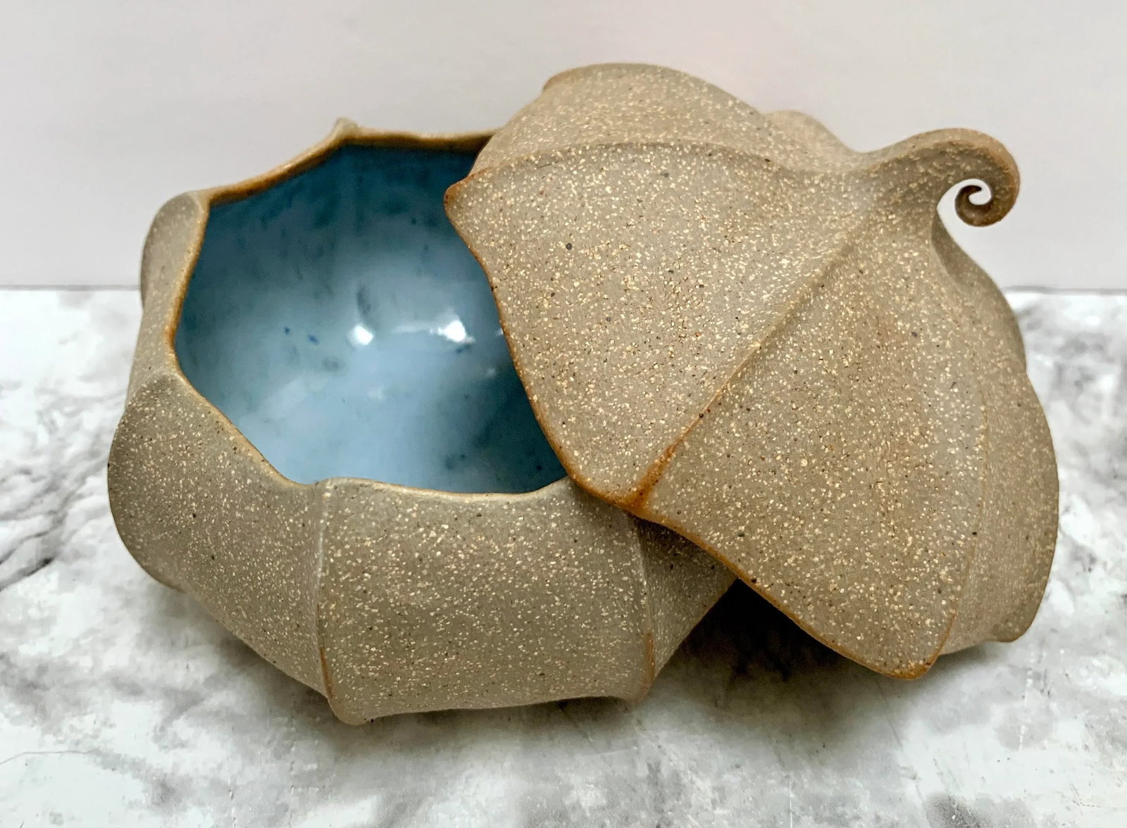 Vintage Handmade Raku Pottery Acorn Trinket Box - 9