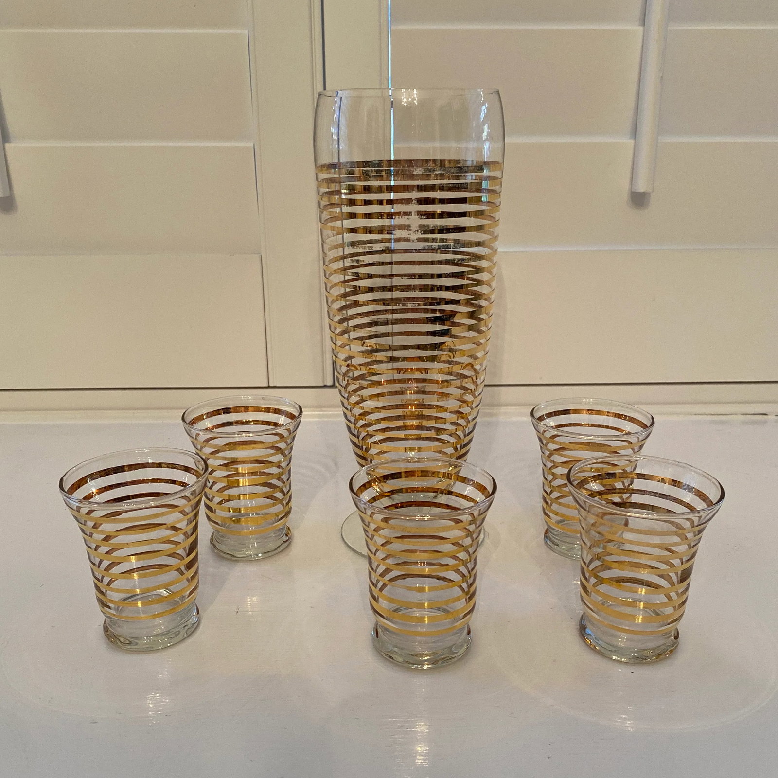 1960s Gold Banded Cocktail Set - 10