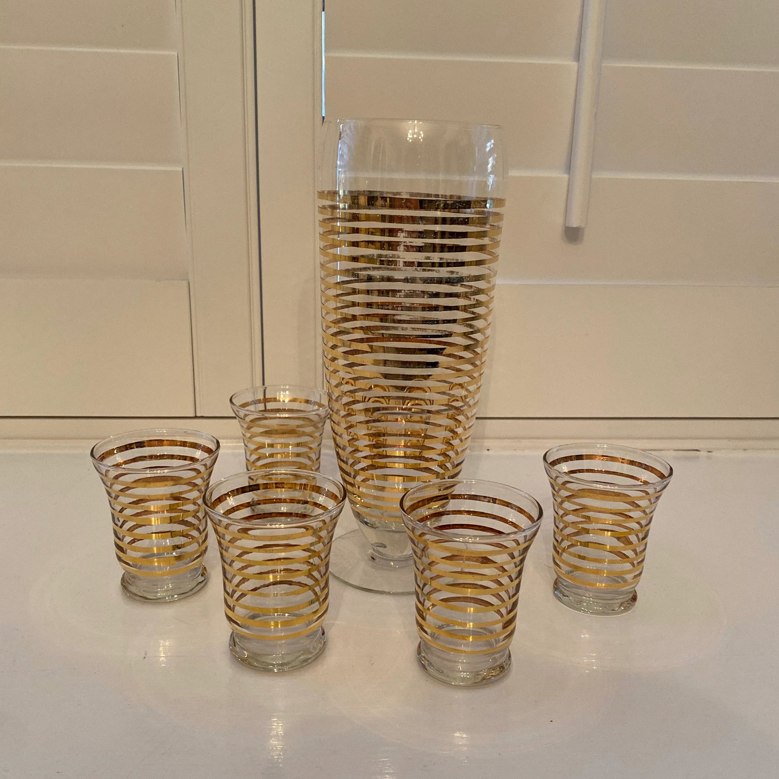 1960s Gold Banded Cocktail Set - 11