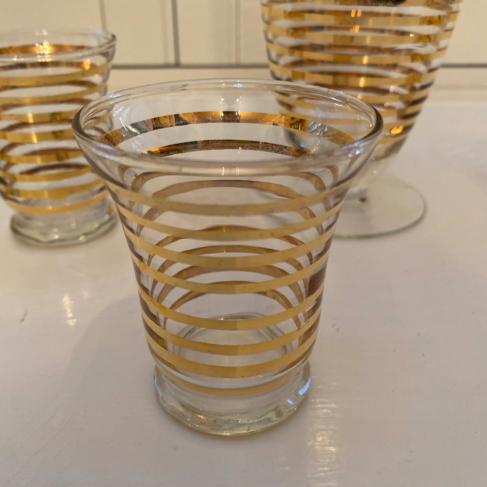 1960s Gold Banded Cocktail Set - 4
