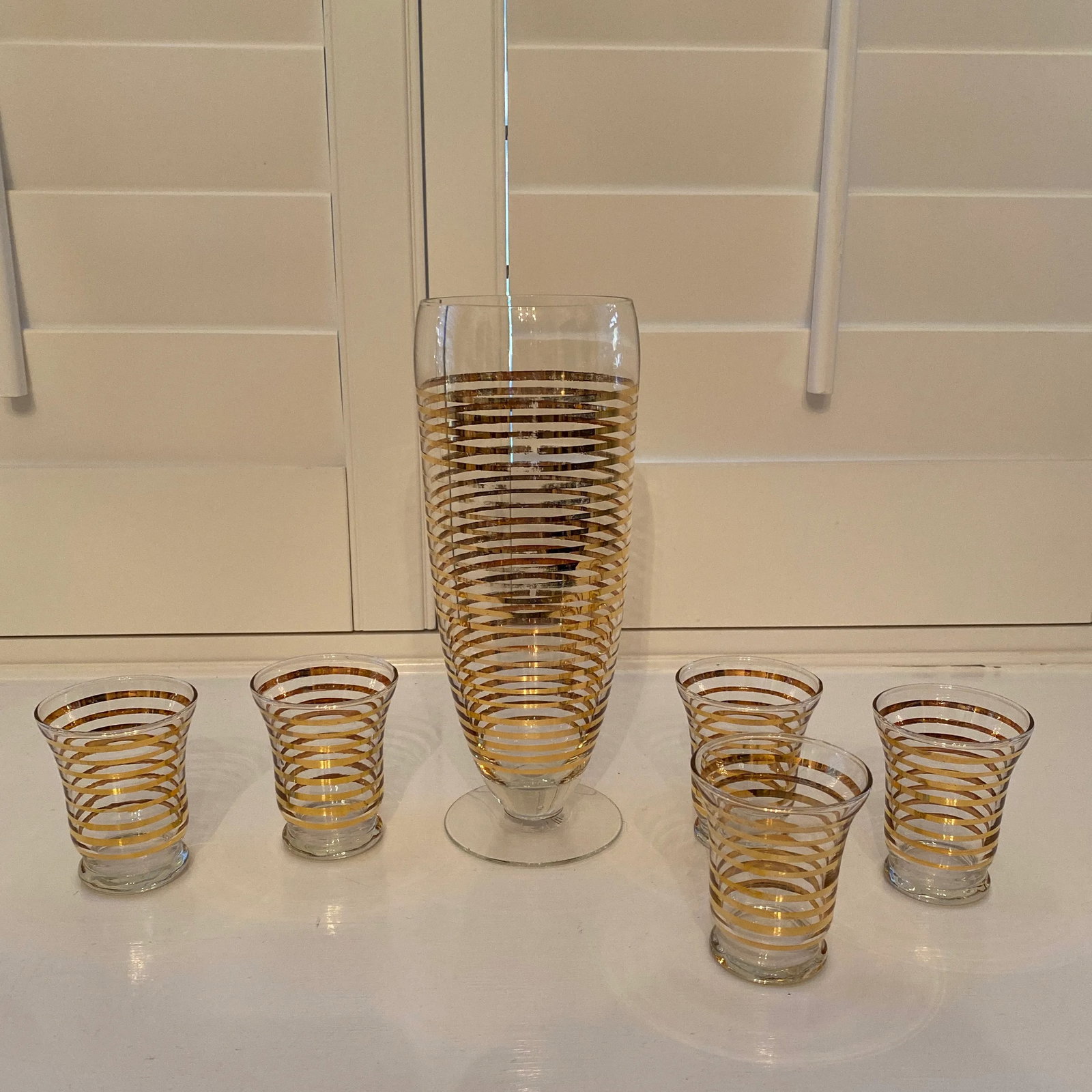 1960s Gold Banded Cocktail Set - 8