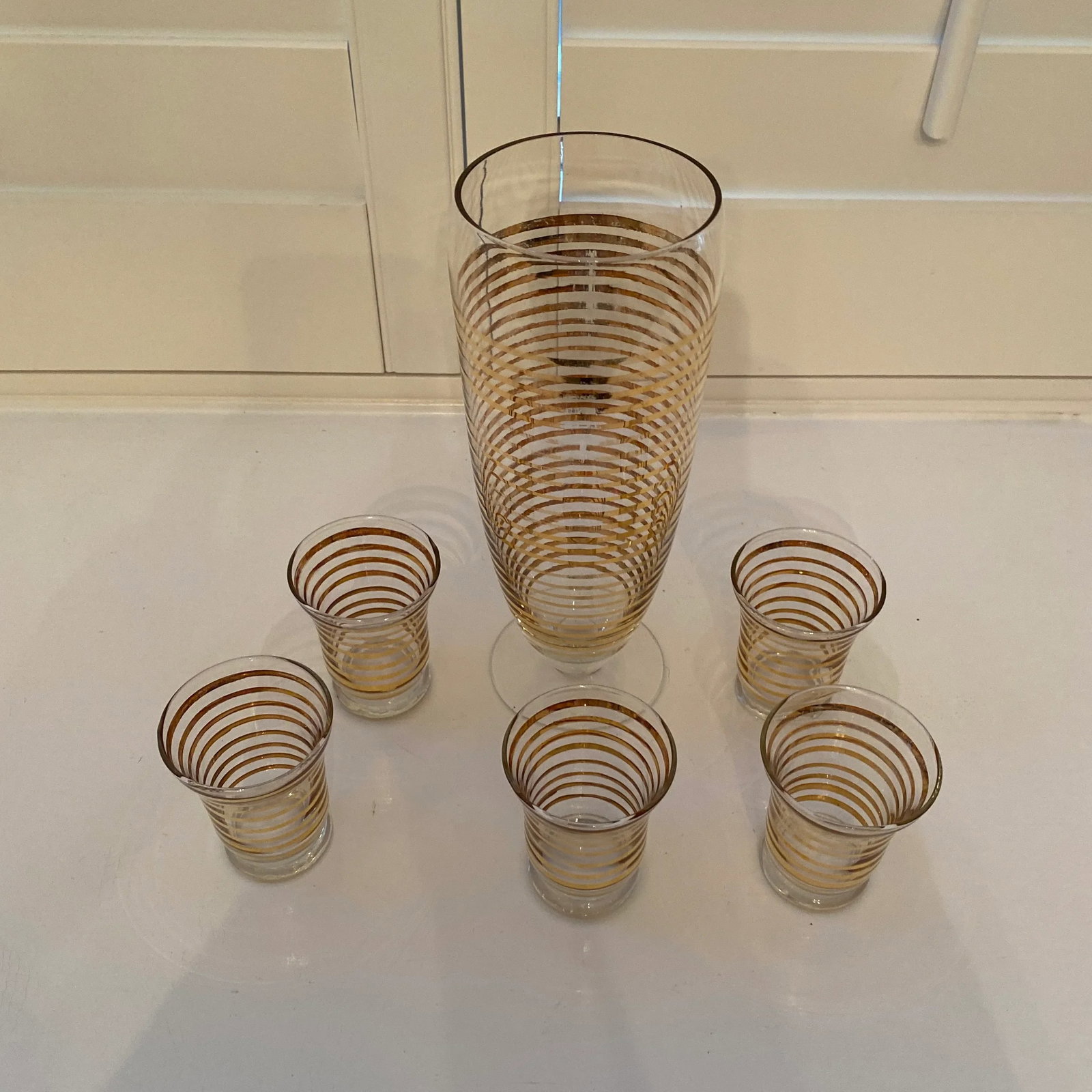 1960s Gold Banded Cocktail Set - 9