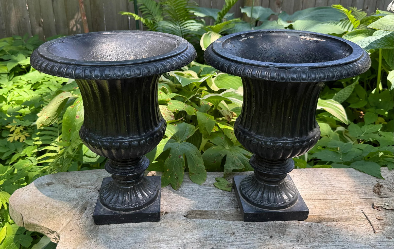 Vintage Cast Iron Planters- A Pair - 2