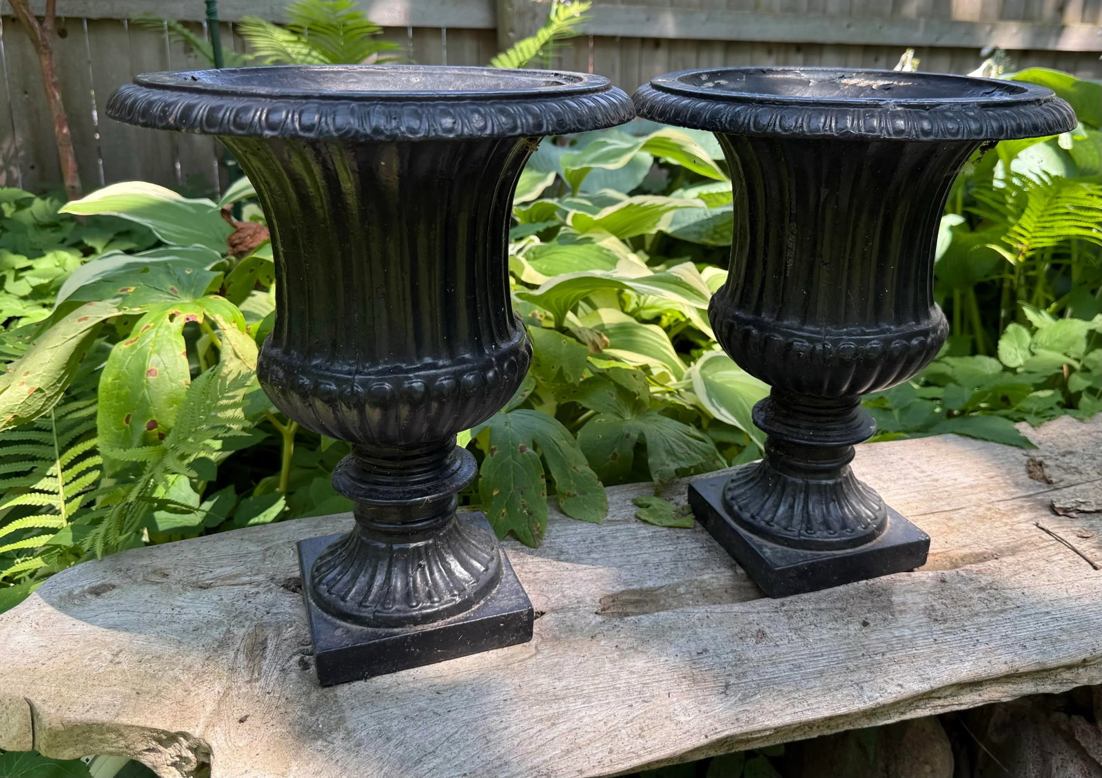 Vintage Cast Iron Planters- A Pair - 4