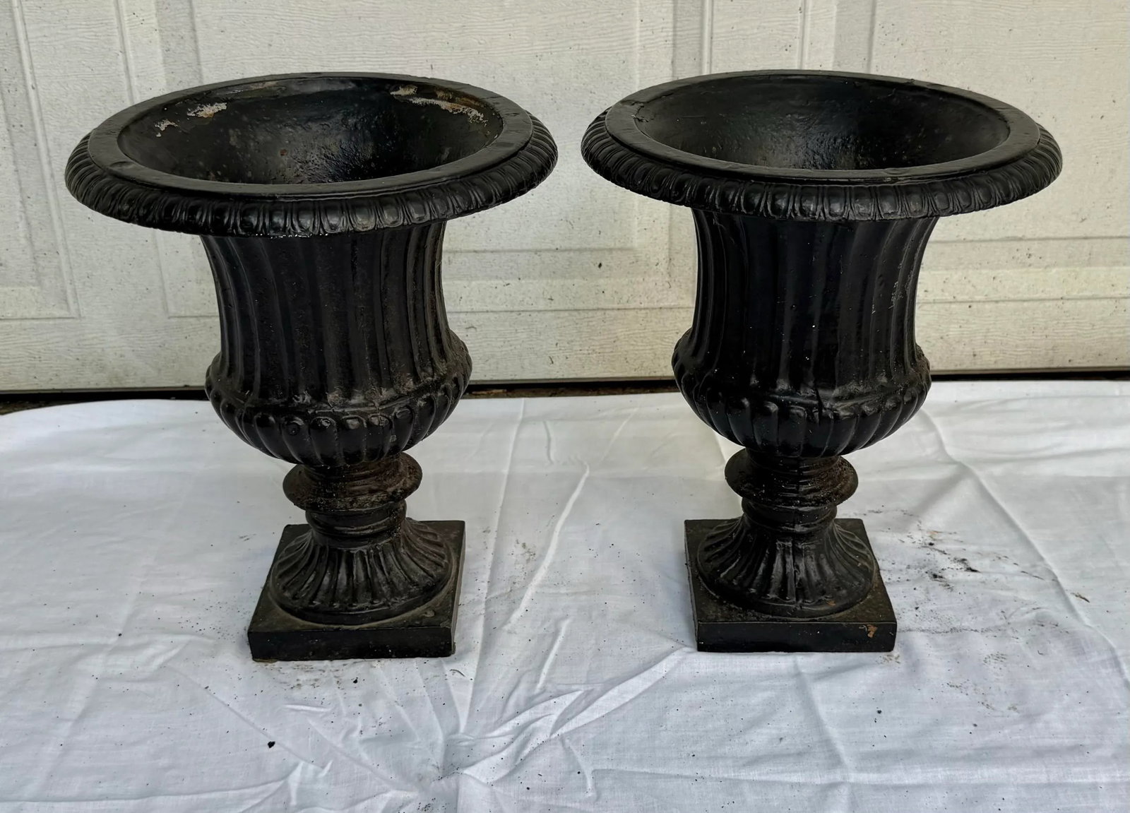 Vintage Cast Iron Planters- A Pair - 5