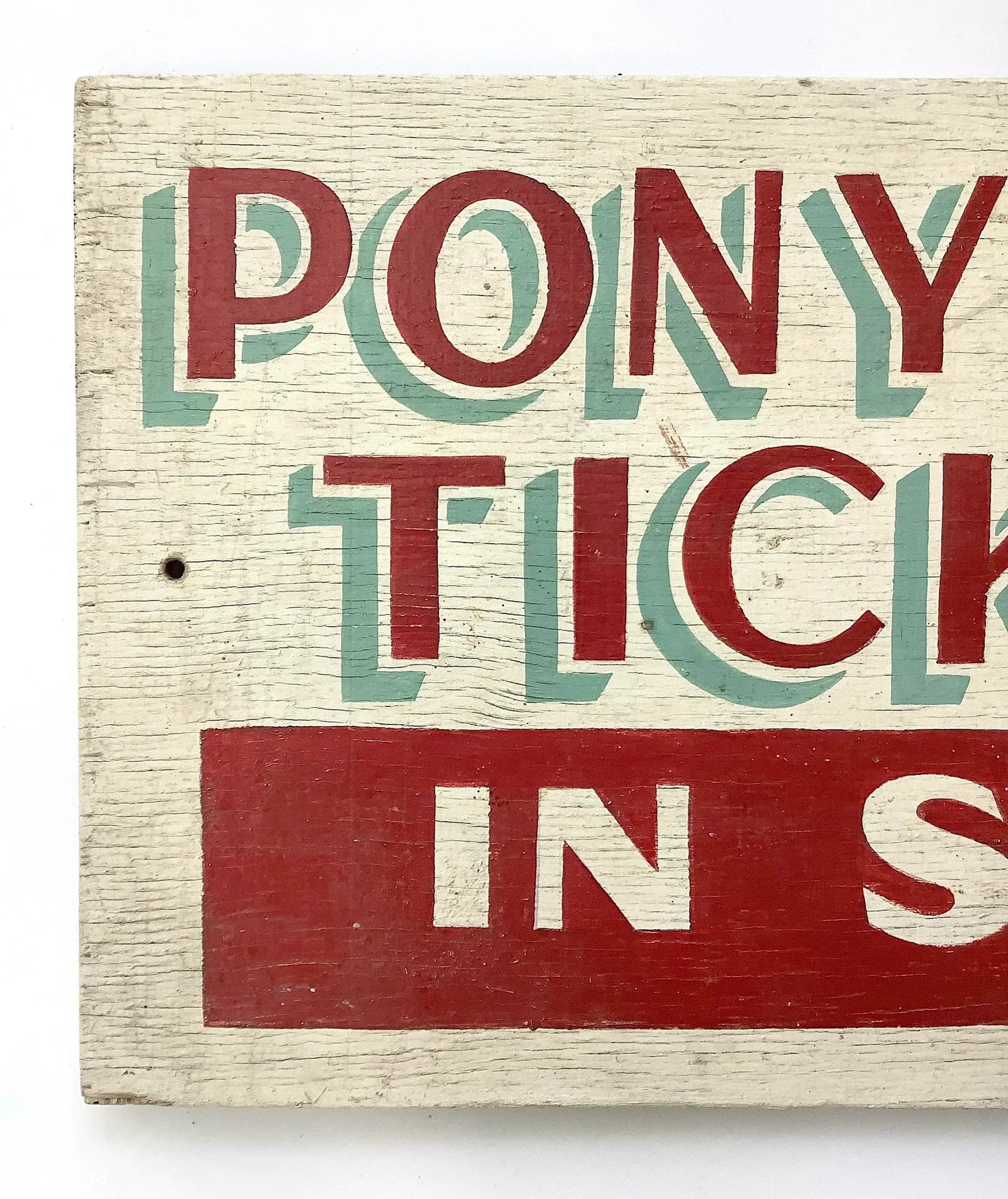 Vintage Wood Hand Painted Pony Ride Tickets Sign - 2