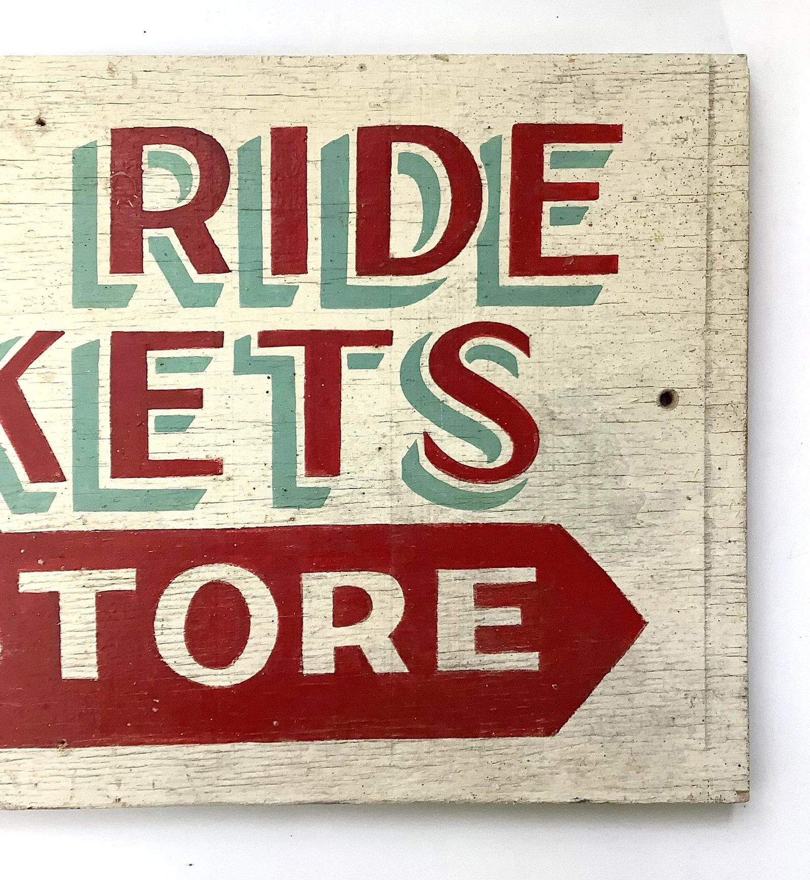 Vintage Wood Hand Painted Pony Ride Tickets Sign - 3