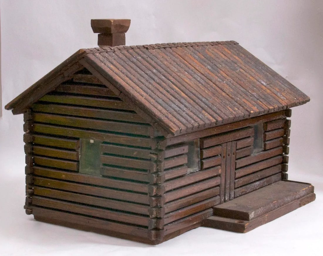 Vintage Handmade Log Cabin Model - 6