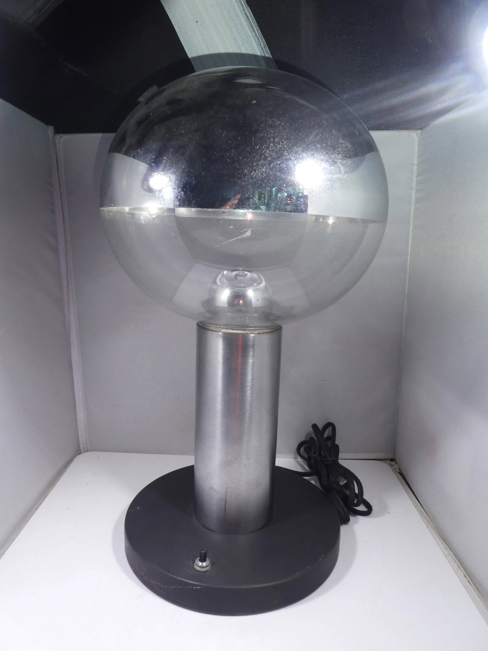 Space Age Chromed Glass Ball Table Lamp - 2
