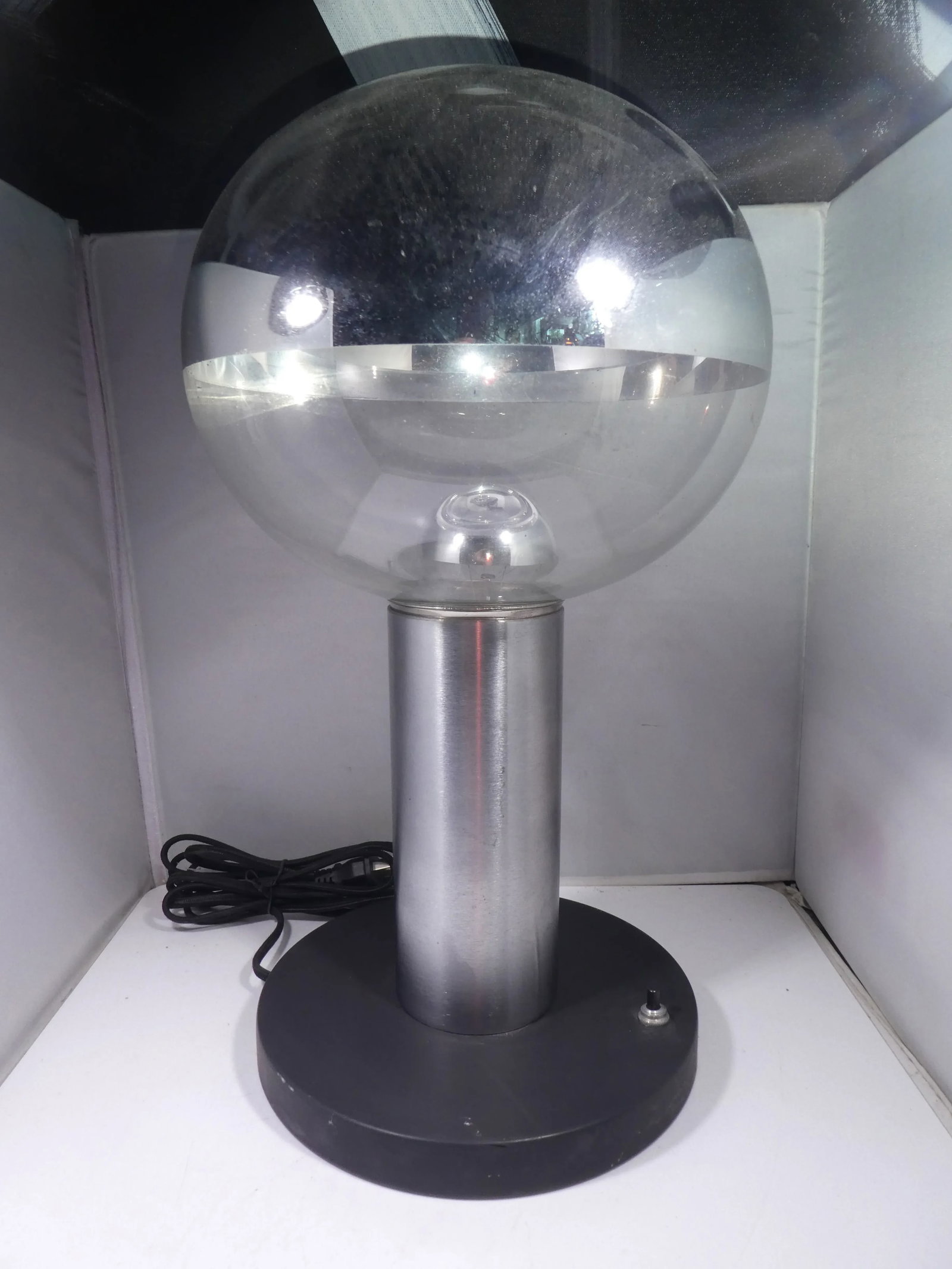 Space Age Chromed Glass Ball Table Lamp - 3