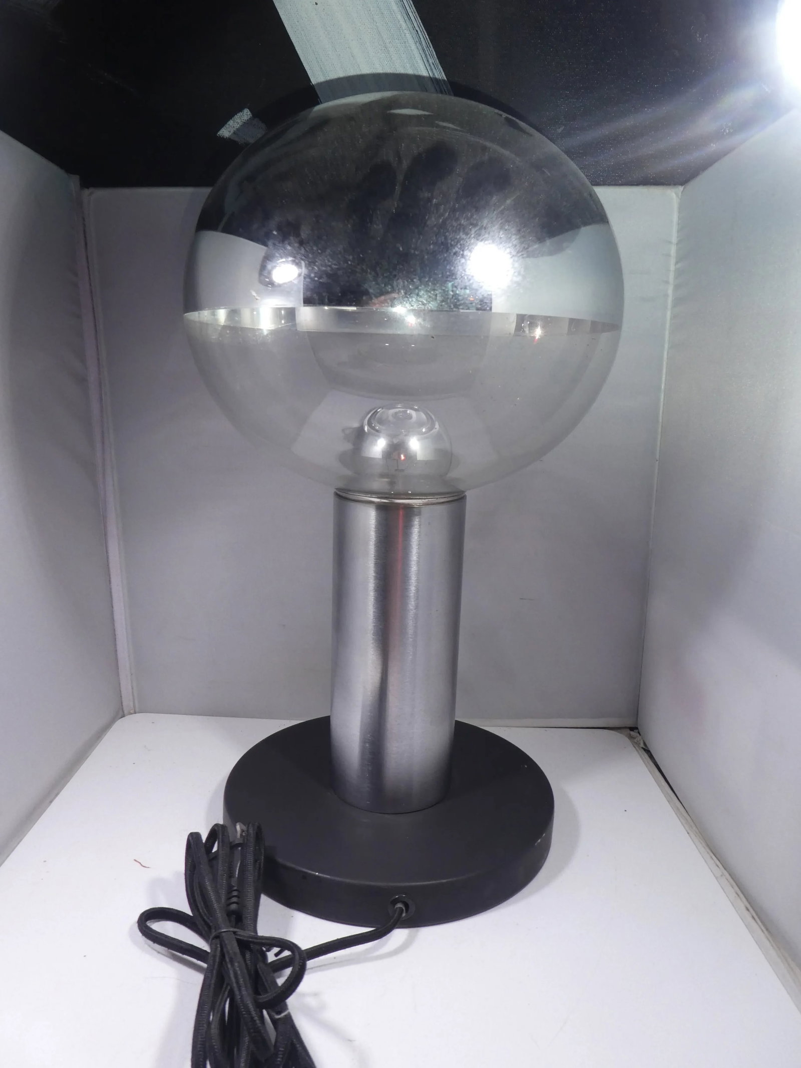Space Age Chromed Glass Ball Table Lamp - 4