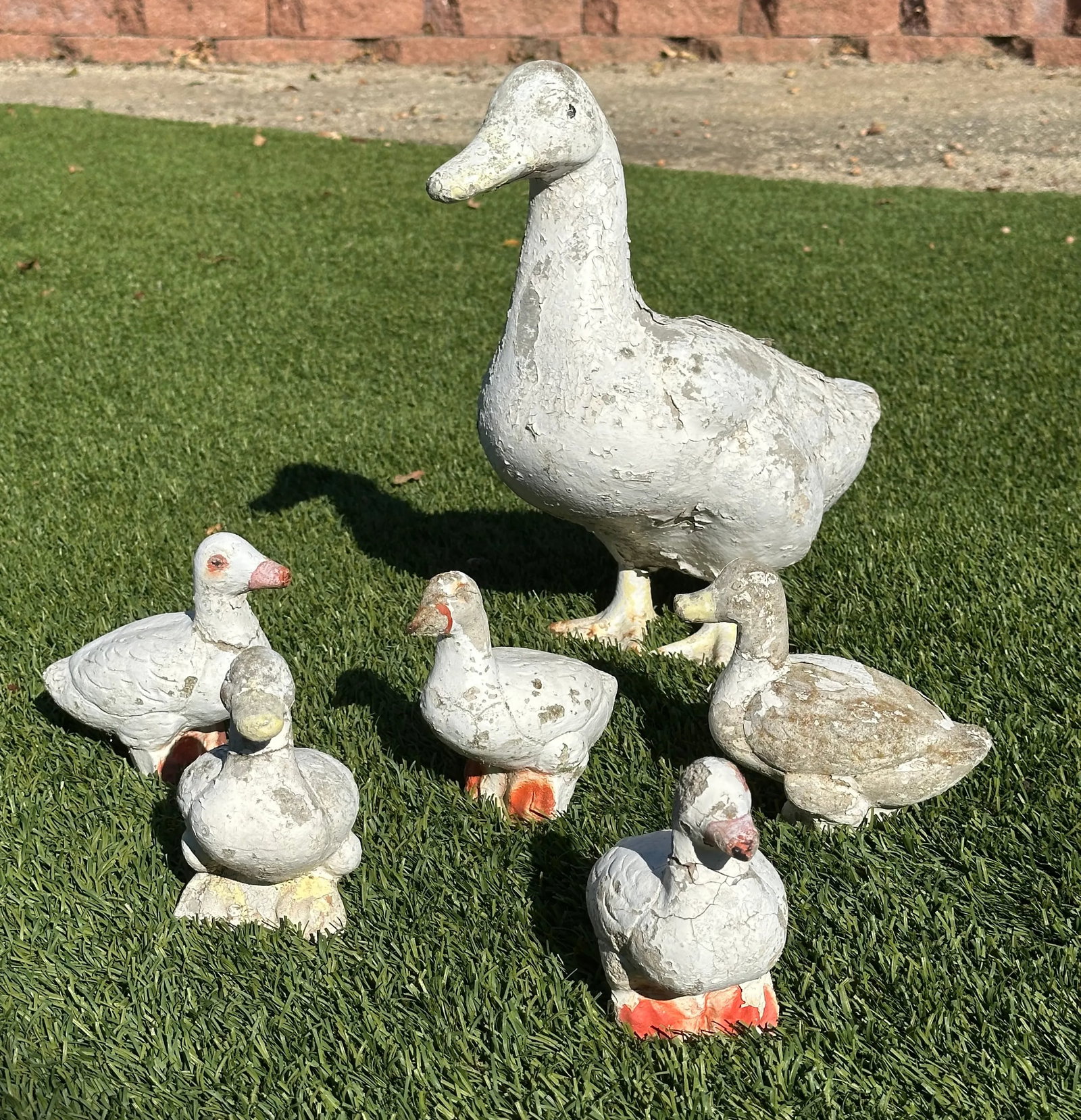 Painted Cast Iron and Stone Duck Garden Ornaments - 2