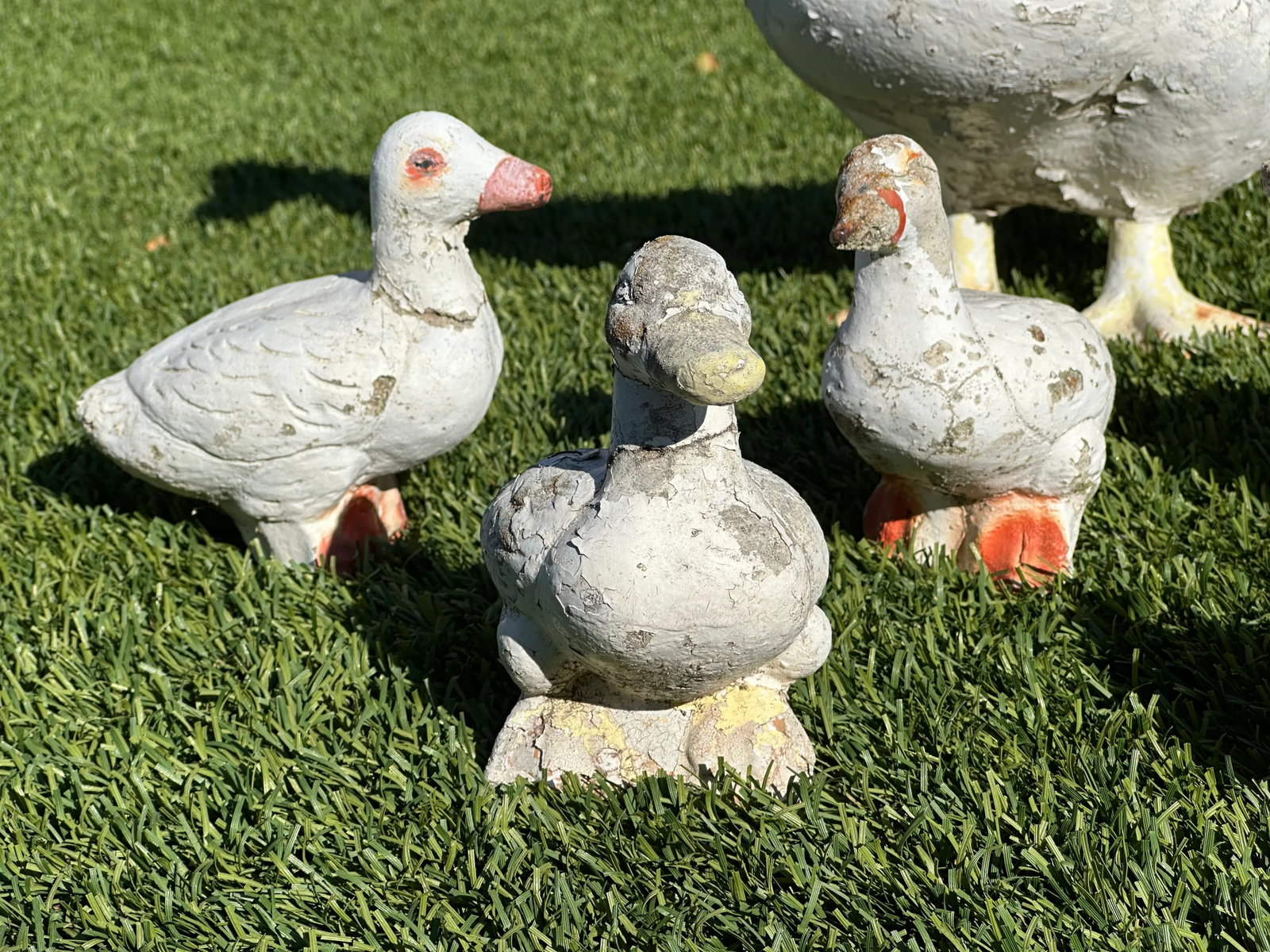 Painted Cast Iron and Stone Duck Garden Ornaments - 4