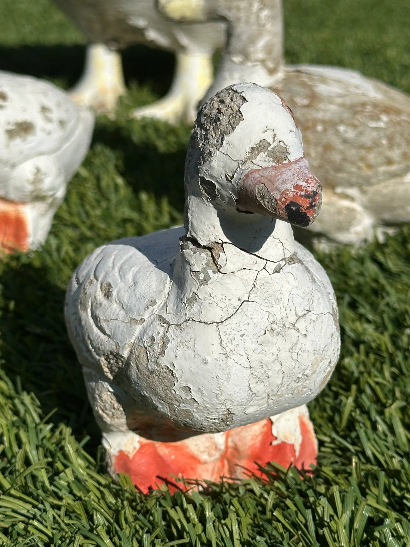 Painted Cast Iron and Stone Duck Garden Ornaments - 5