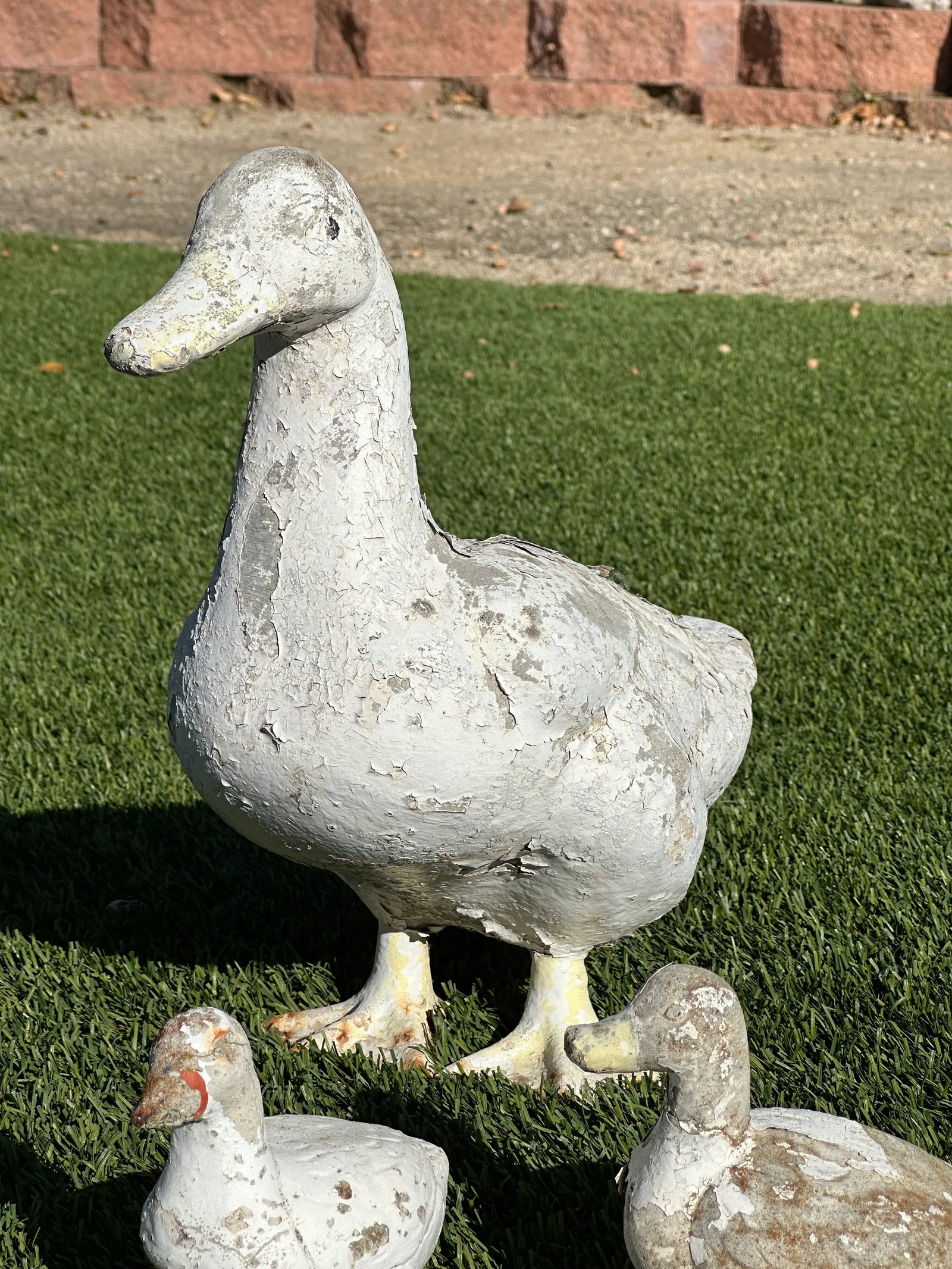 Painted Cast Iron and Stone Duck Garden Ornaments - 6
