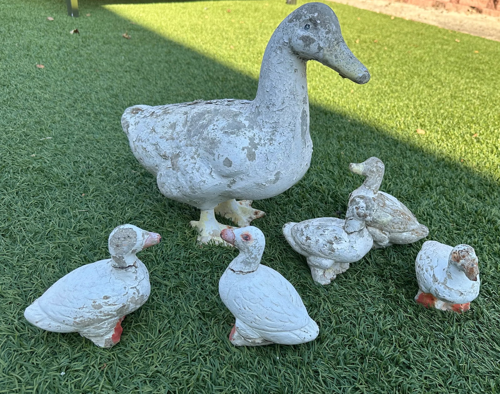 Painted Cast Iron and Stone Duck Garden Ornaments - 9