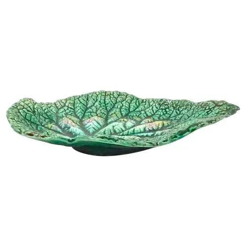 Antique Etruscan Majolica Leaf Plate - 2