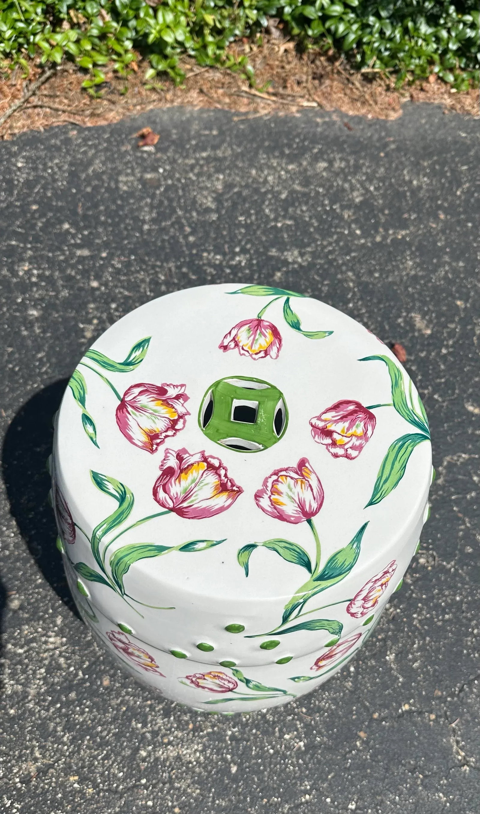 1980s Hand Painted Tulip Garden Seat - 2