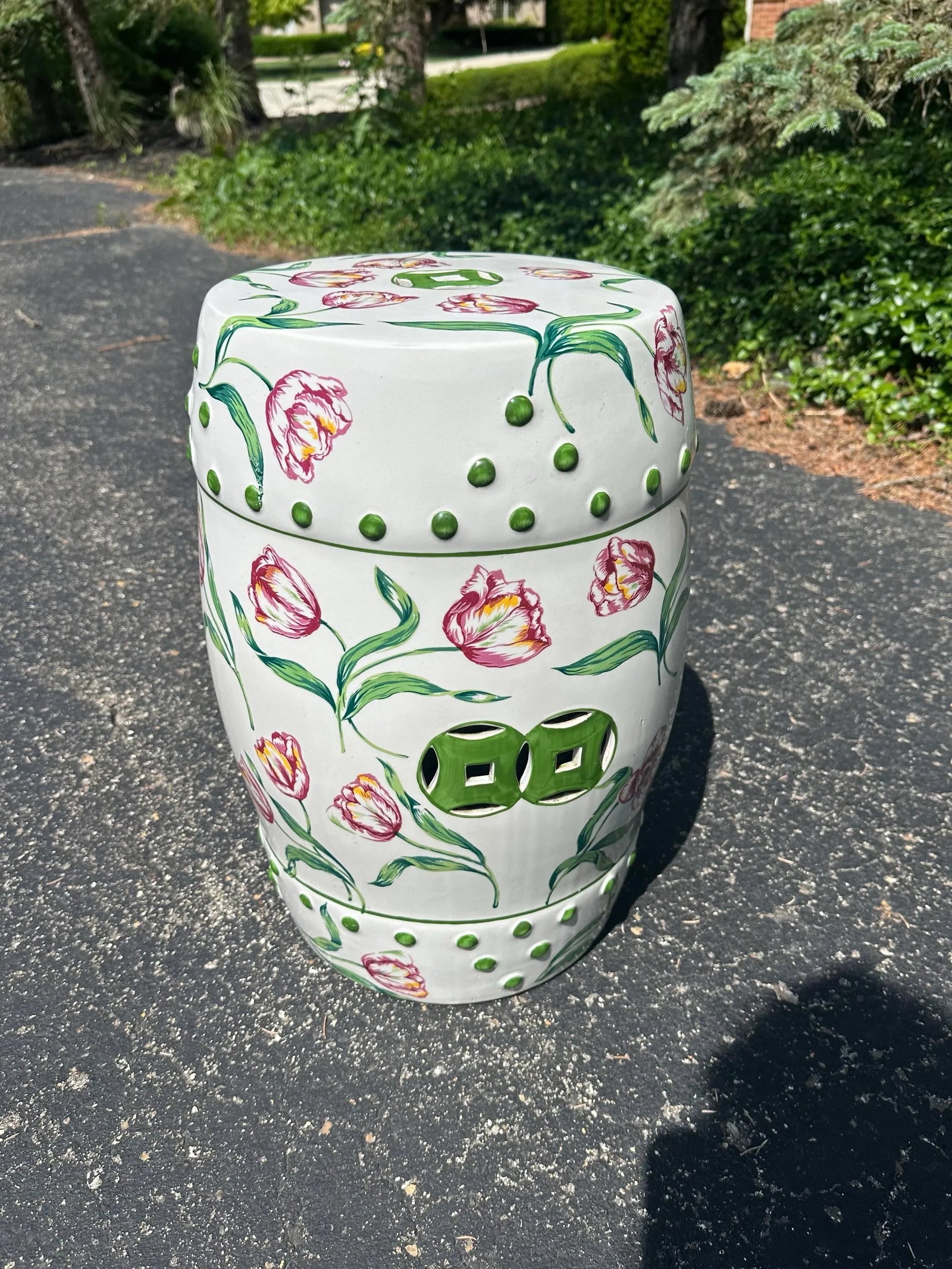 1980s Hand Painted Tulip Garden Seat - 3