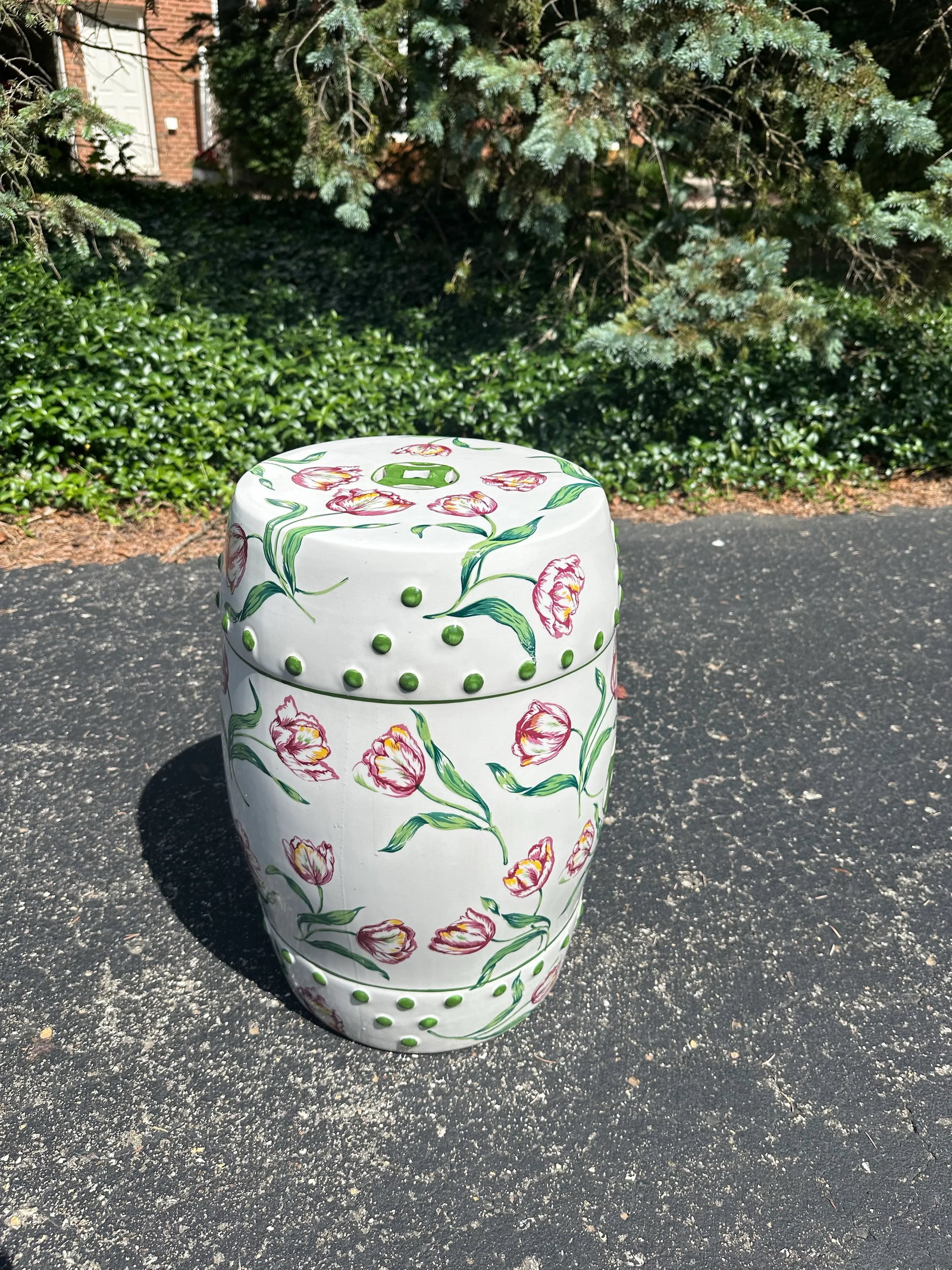 1980s Hand Painted Tulip Garden Seat - 4