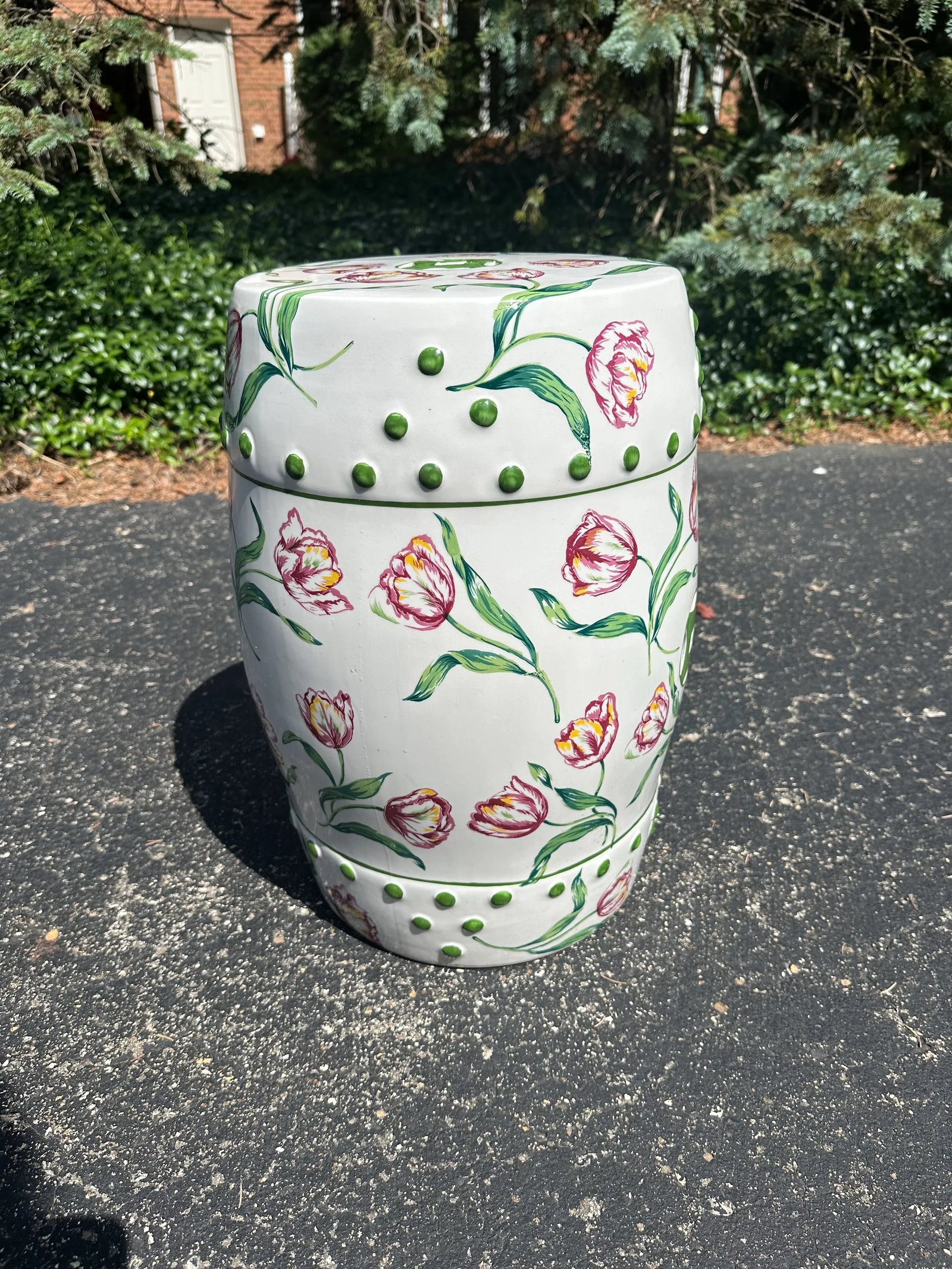 1980s Hand Painted Tulip Garden Seat - 5