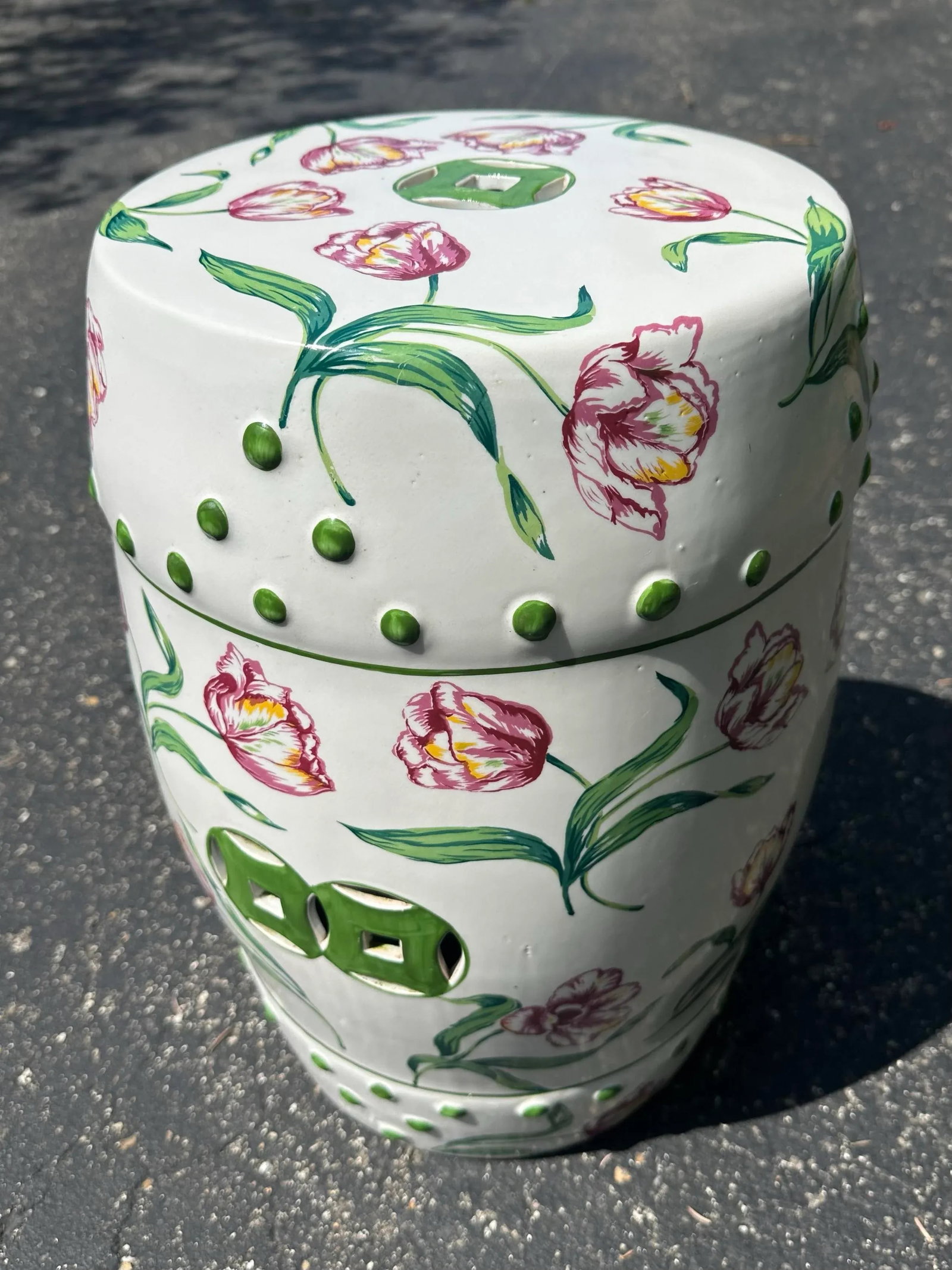 1980s Hand Painted Tulip Garden Seat - 7