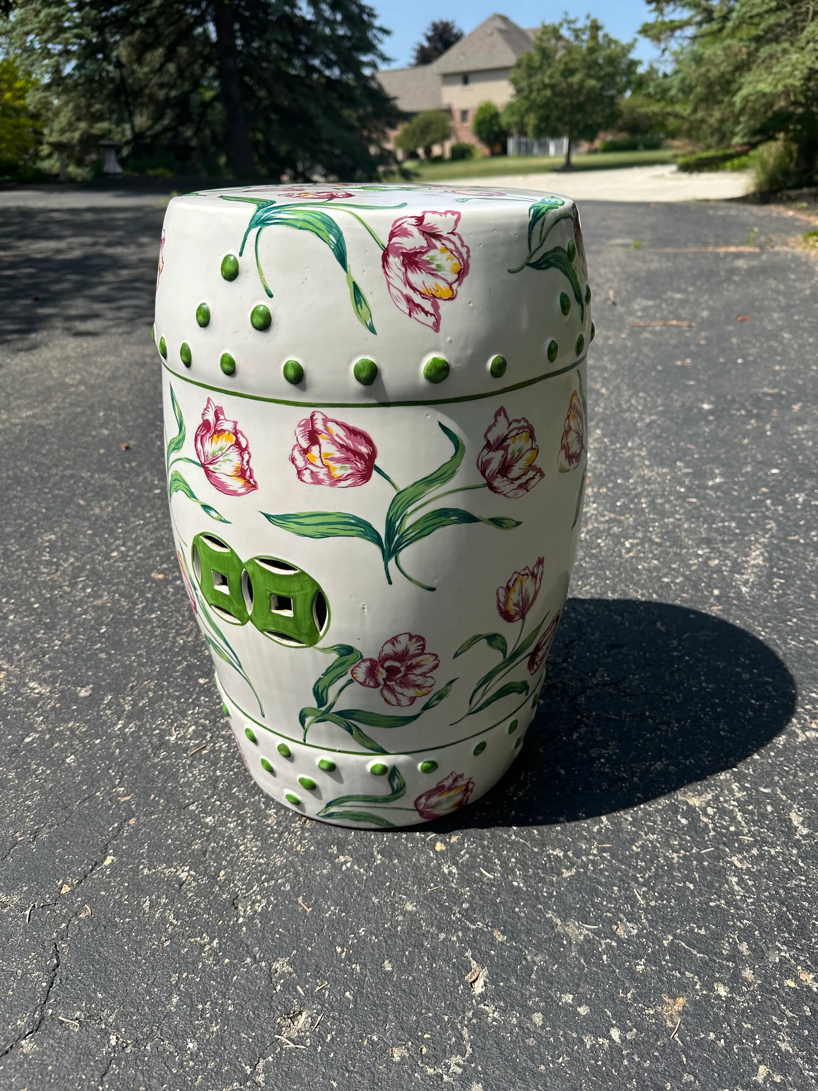 1980s Hand Painted Tulip Garden Seat - 8