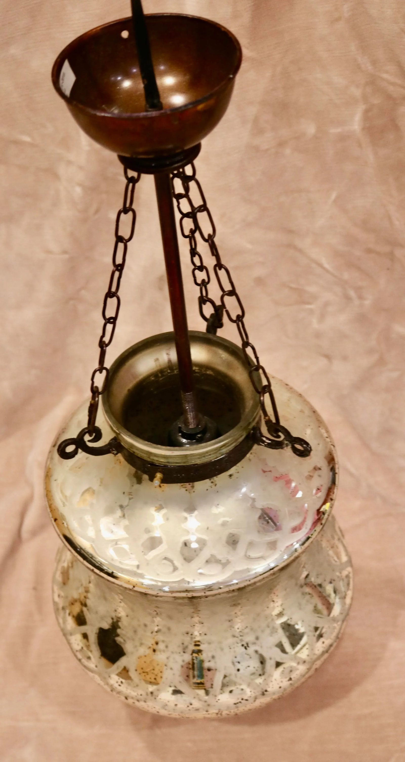 Vintage Mercury Glass Pendant Light Fixture - 3