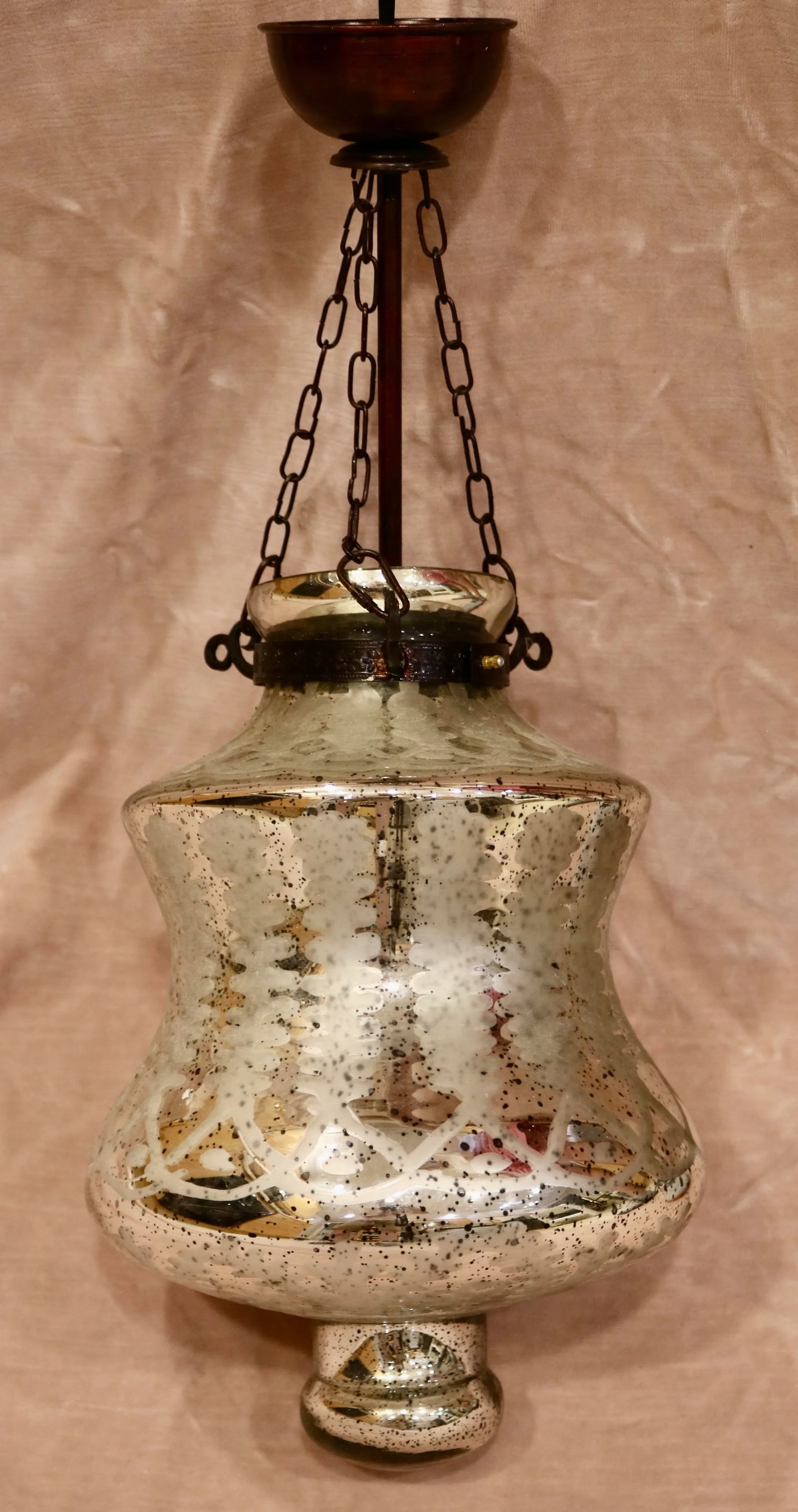 Vintage Mercury Glass Pendant Light Fixture - 4