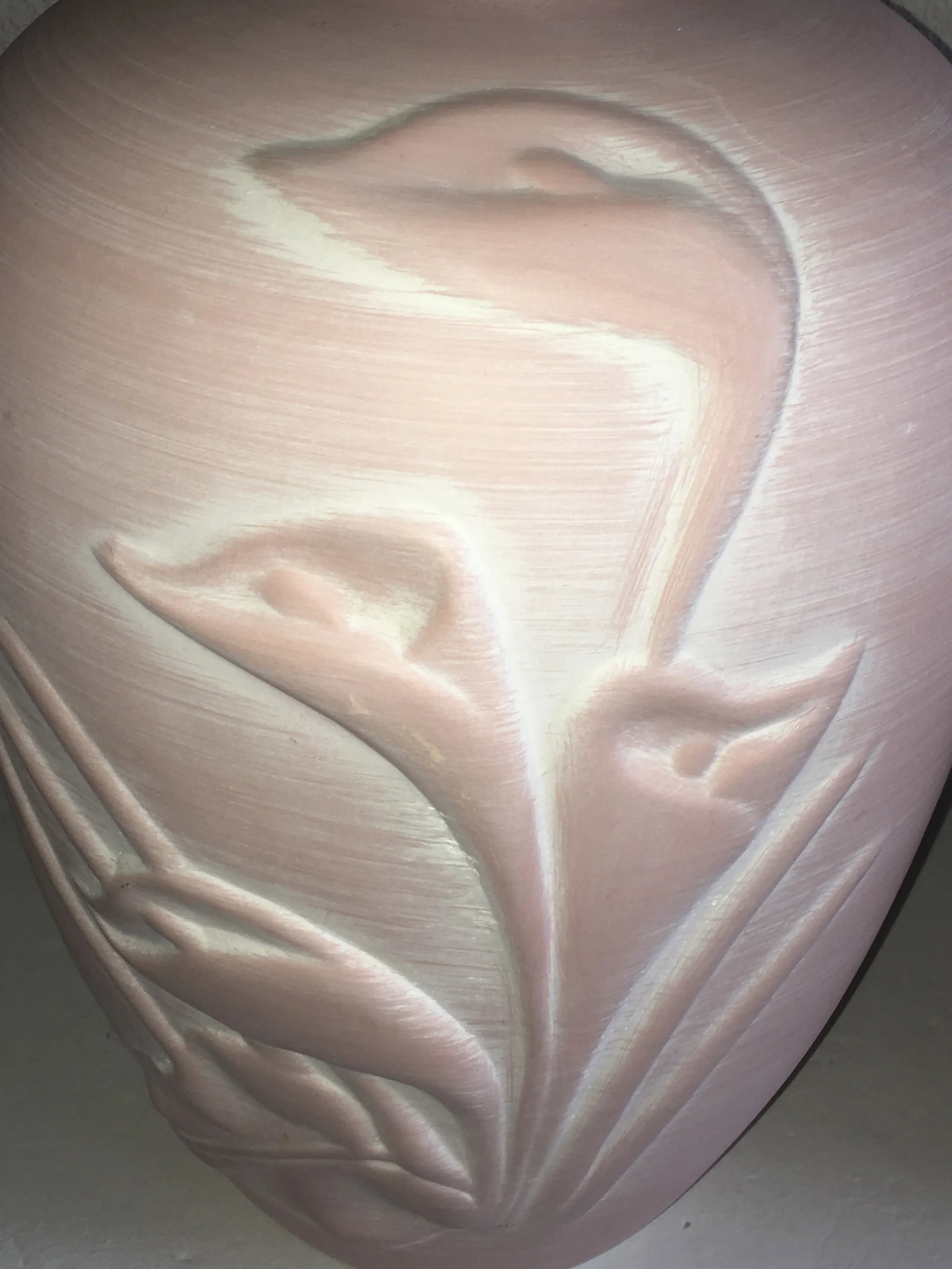 O'Keefe Style 1980's Calla Lily Hand Glazed Blush Pink Plaster Sculpted Table Lamps - A Pair - 5
